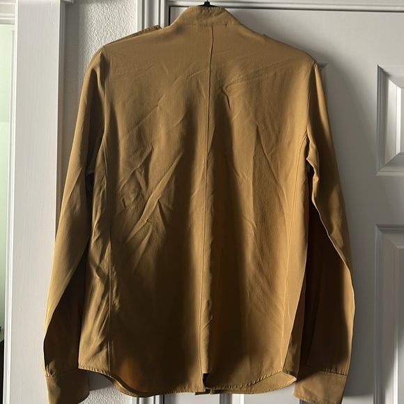 Celine 100% silk button down women military style shirt bronze caramel size 38 - Picture 4 of 16